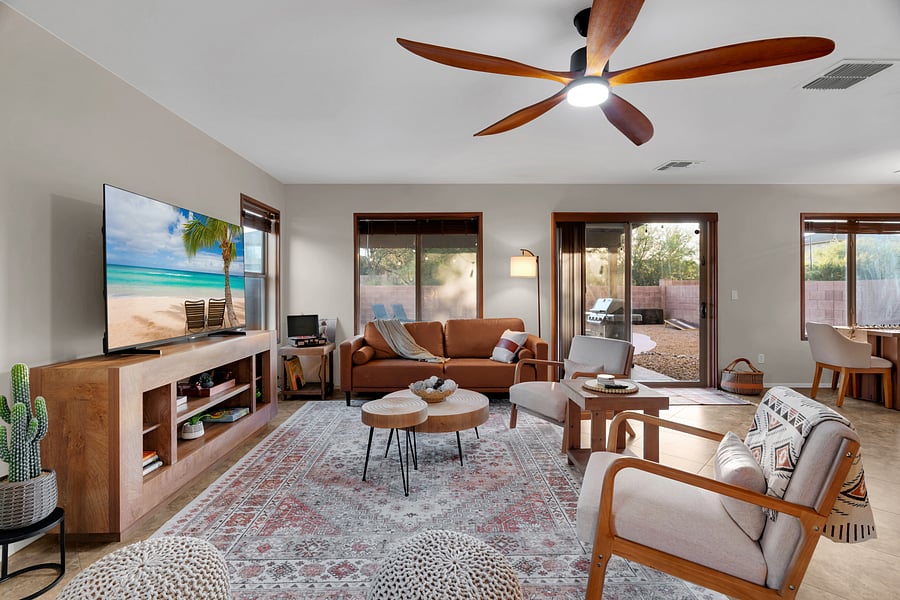 Spacious living room perfect for gathering, movie nights, or unwinding after a day out.