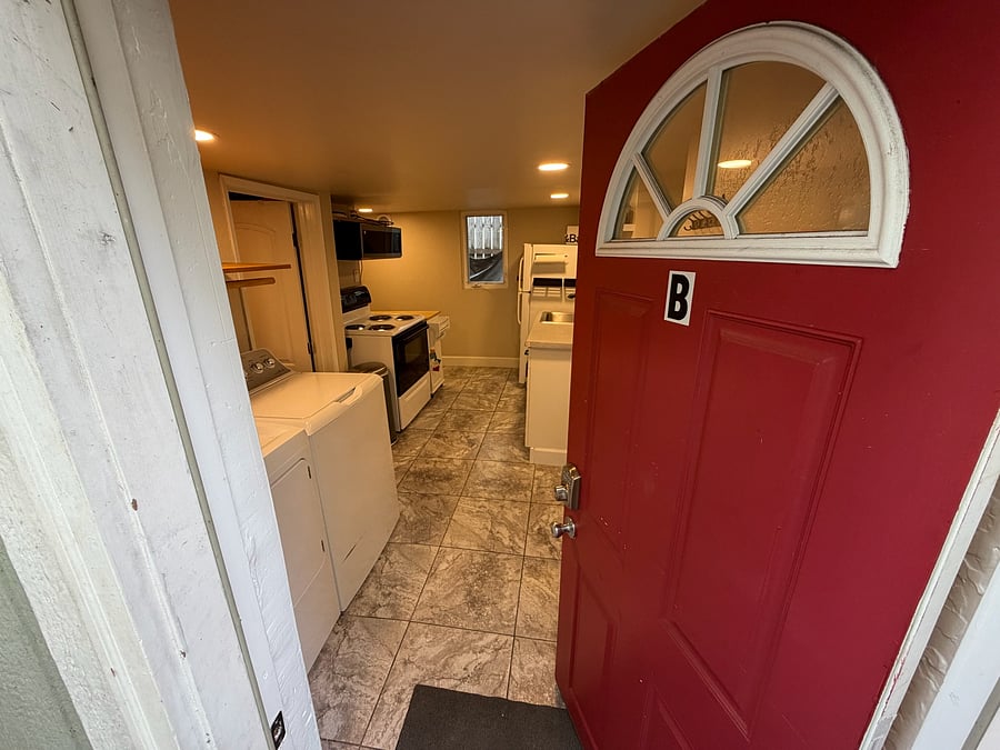 Private keypad entrance to apartment