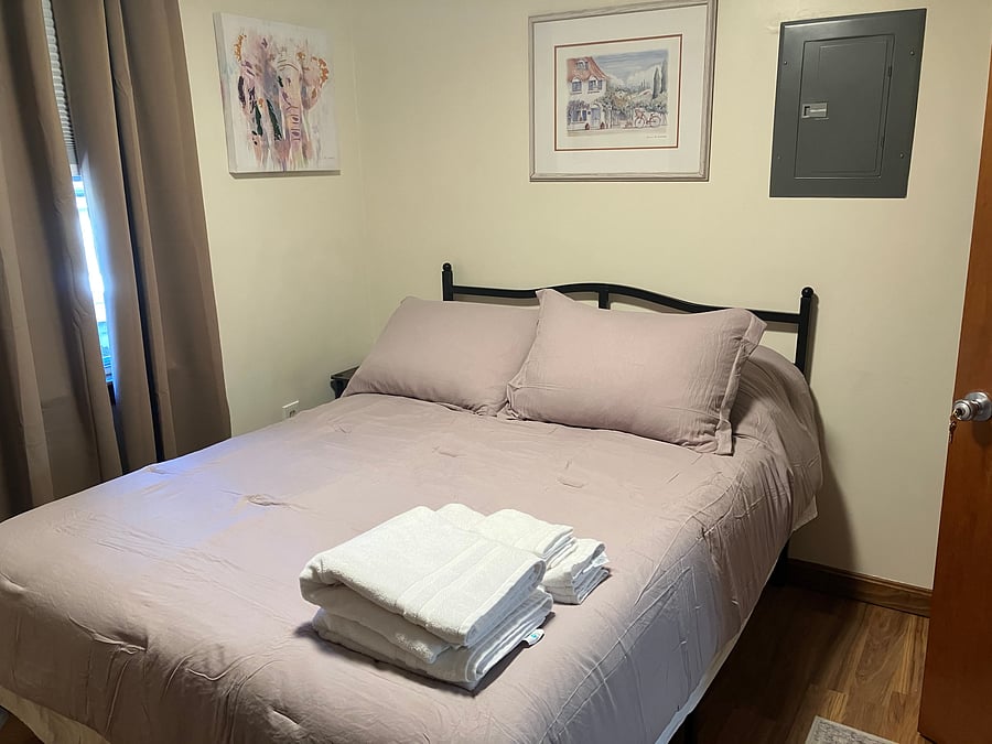 2nd floor full size bedroom, full bed view