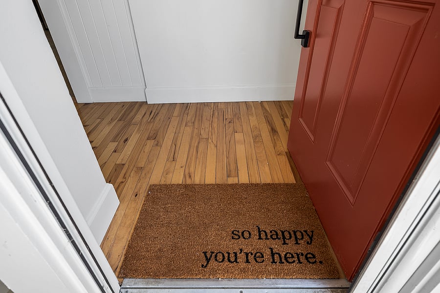 Parking for up to two cars in front of the cottage is available. There is a sliding screen door on the front door.