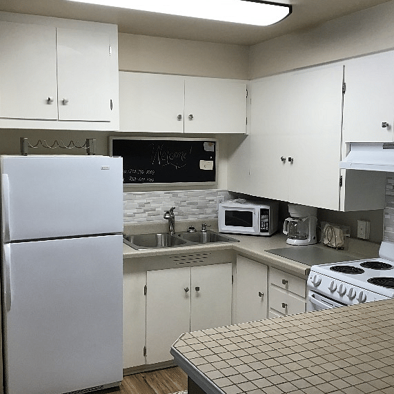 Large Fridge / Full Oven with accessories. Need a Crock Pot? We've got you covered!