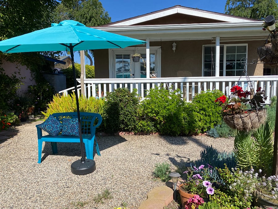 Looking at entrance from garden