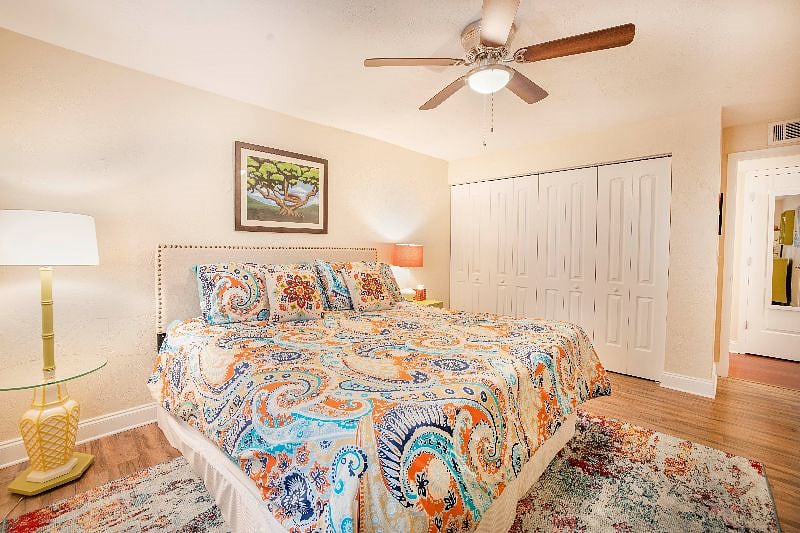 King Size bed. Note the wall of closet space!