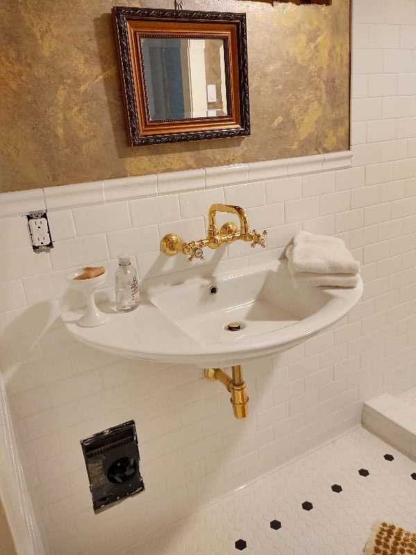 Shower in this elegant bathroom, and private water closet
Remodeled in 2021