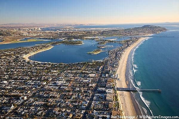 aerial view of Pacific /Mission Beach