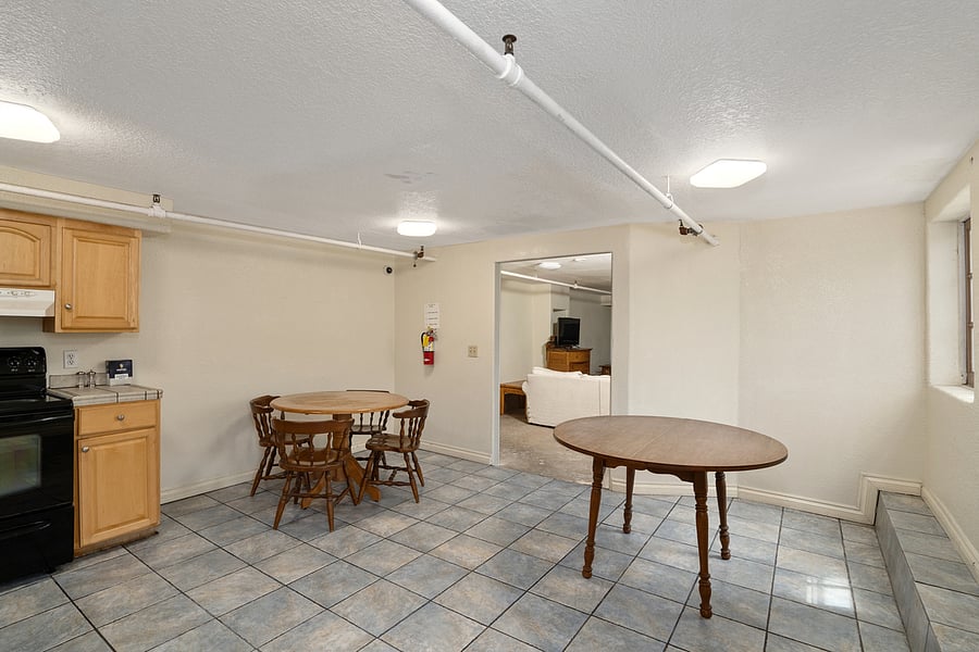 Shared kitchen downstairs.