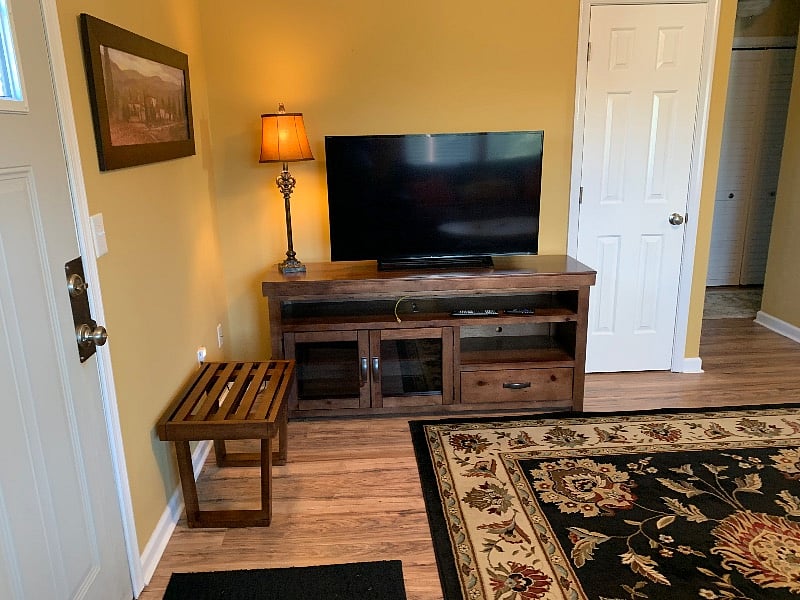 Small bench for taking off shoes or to set down items when coming in door.