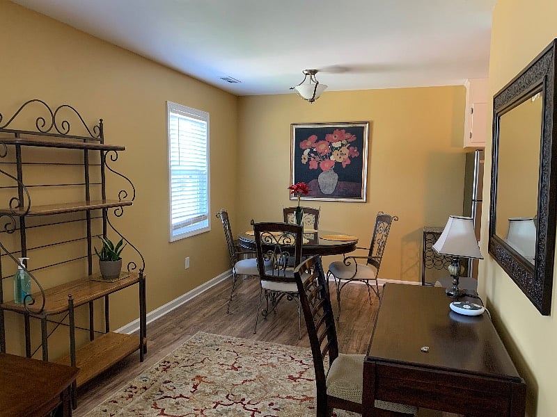 Open area between living and dining spaces.