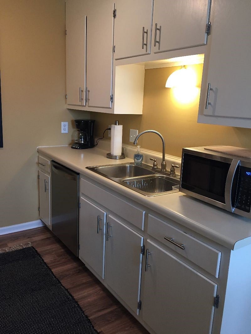 Kitchen stocked with everything you need for meals at home.