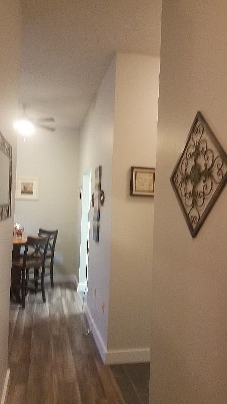 Dining area from bathroom hallway