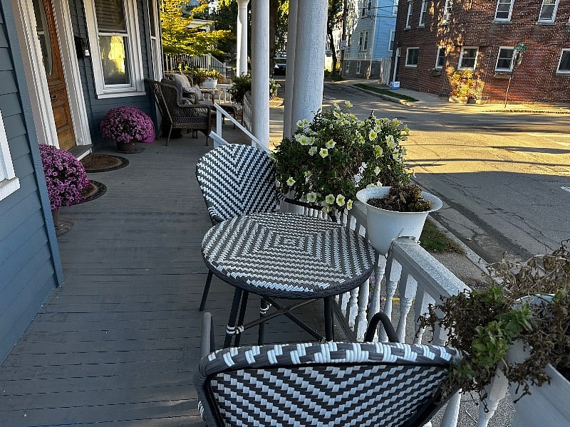 enjoy coffee on the front porch