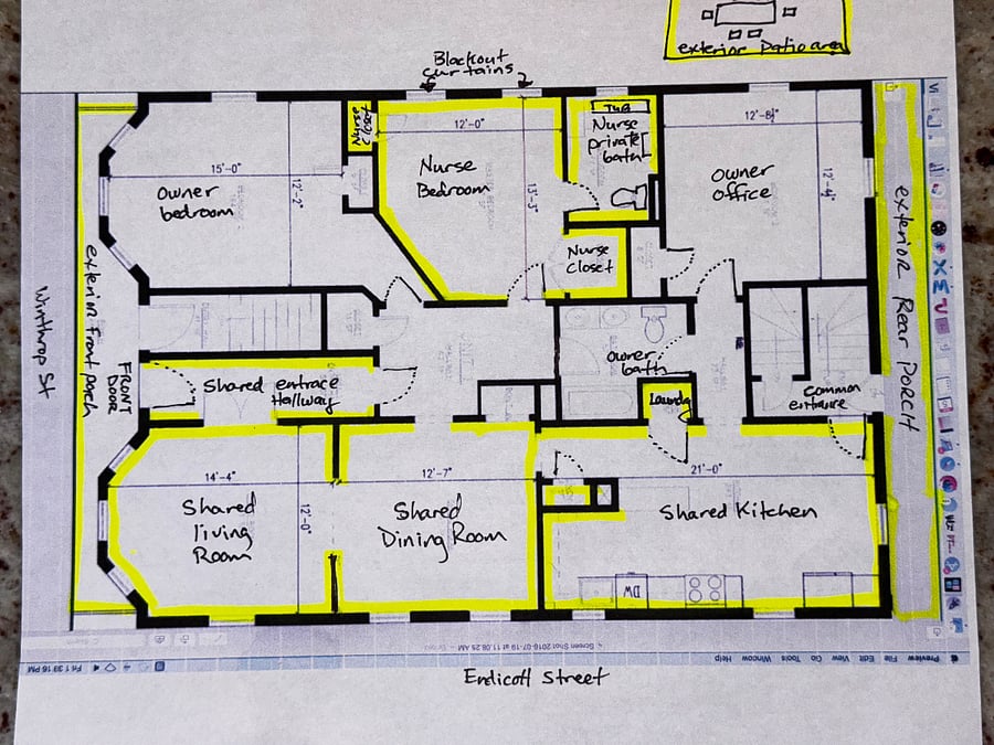 highlighted areas tenant has private use of