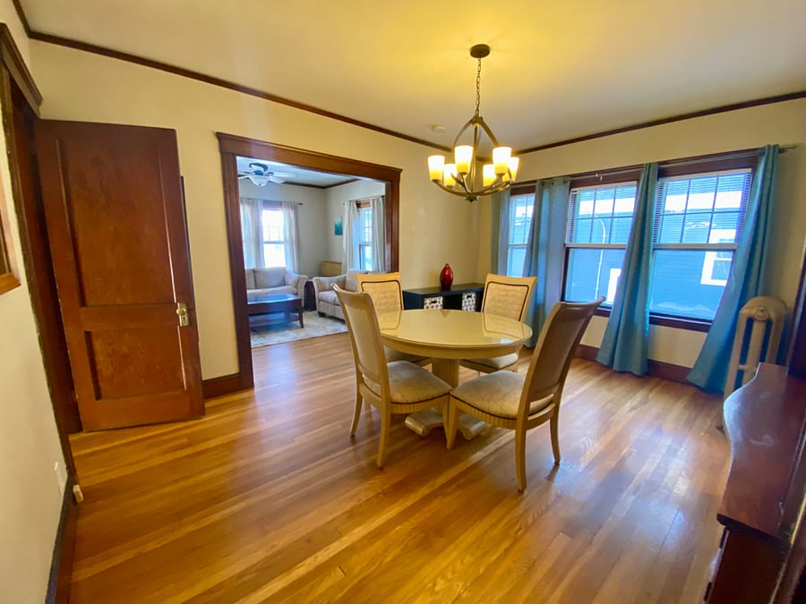 view of the dining room and the living room. 
