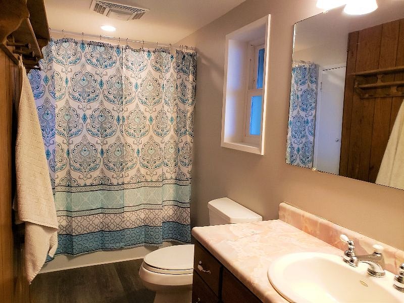 Bath towards tub/shower. 