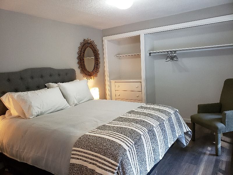 Left bedroom with blackout curtains