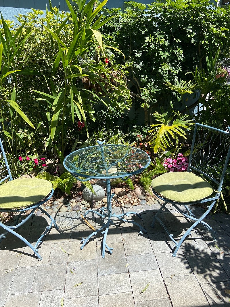 eating area in the shade garden