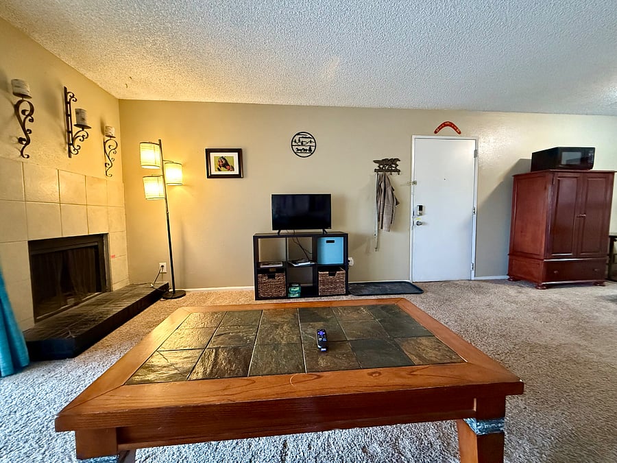 Living room and TV with Roku