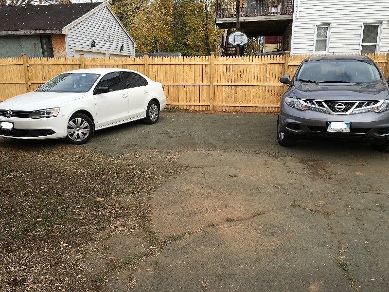 Parking area fit for 2 vehicles only.