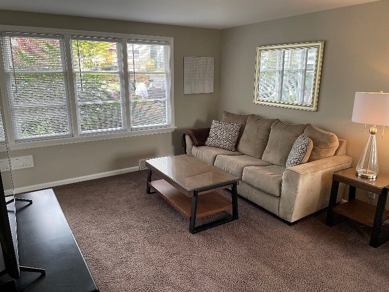 East living room with smart tv