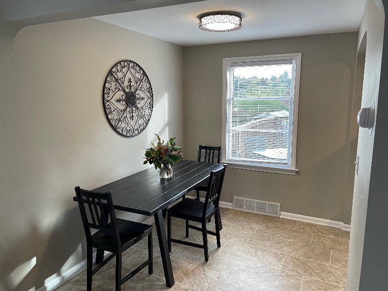 East side dining room with lots of natural light