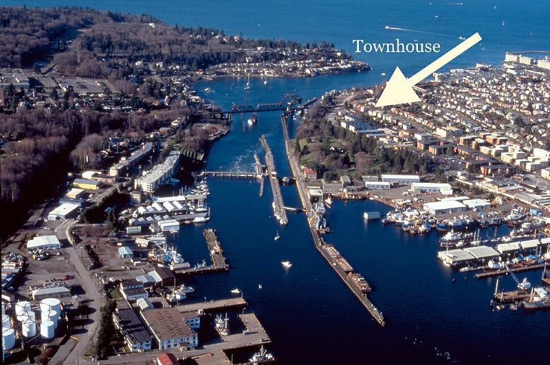 Aerial Photo of Ballard, Locks, & Puget Sound