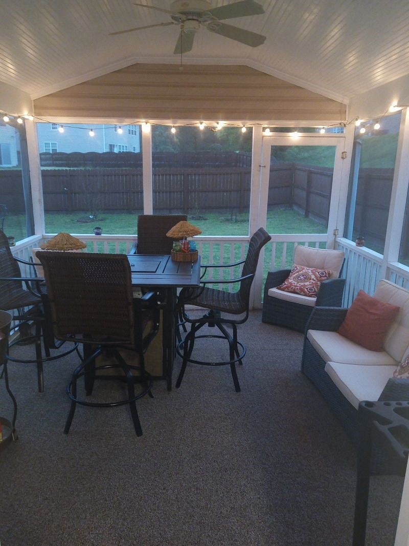 Backyard screened in patio