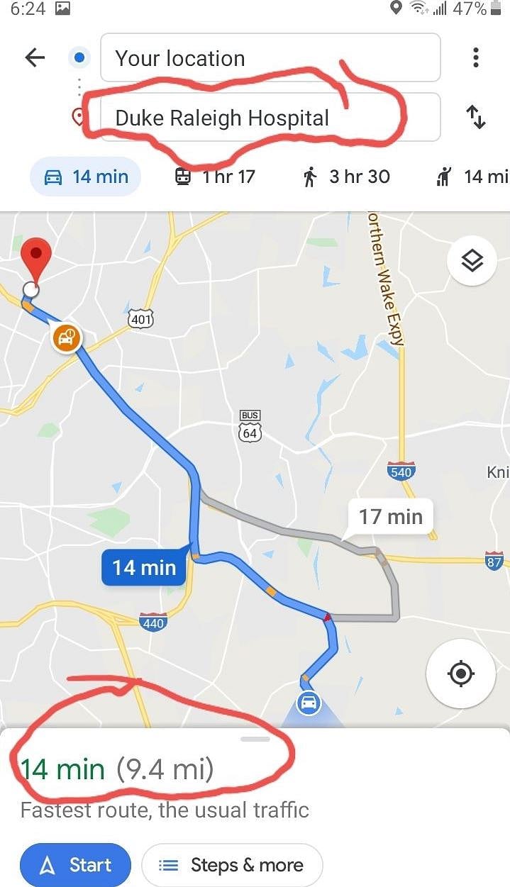 Duke Raleigh hospital 14min