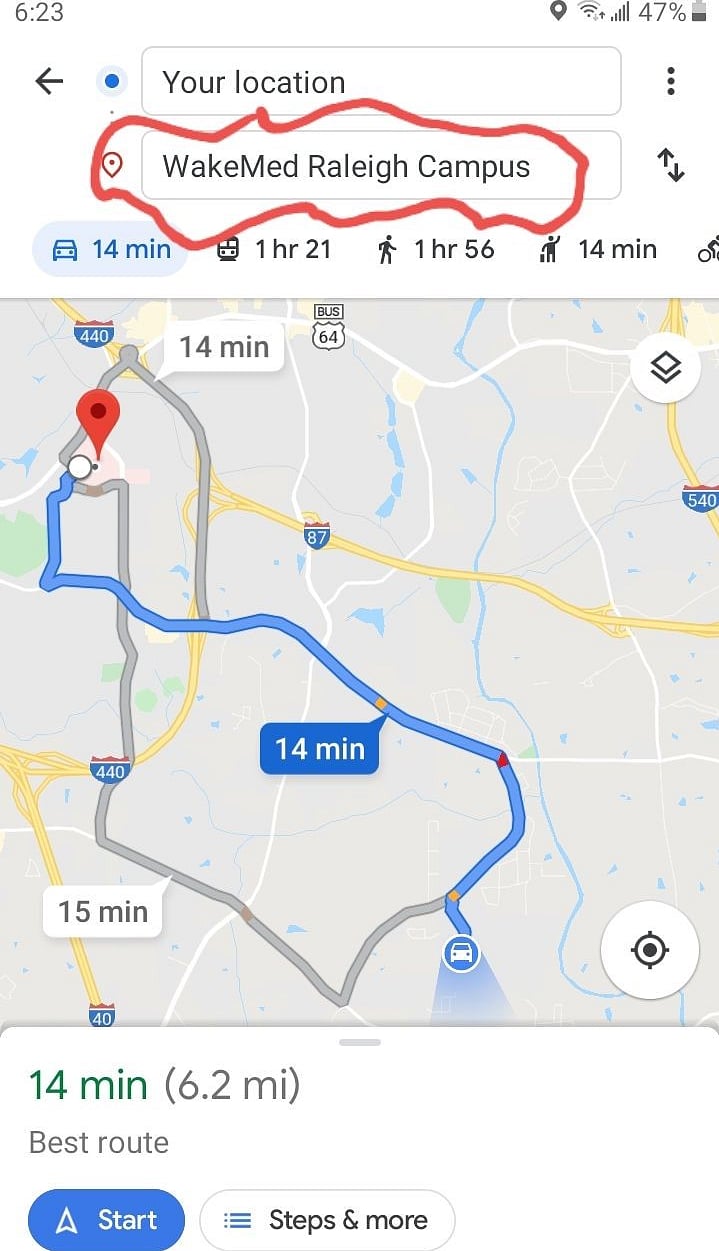 WakeMed Hospital 14min