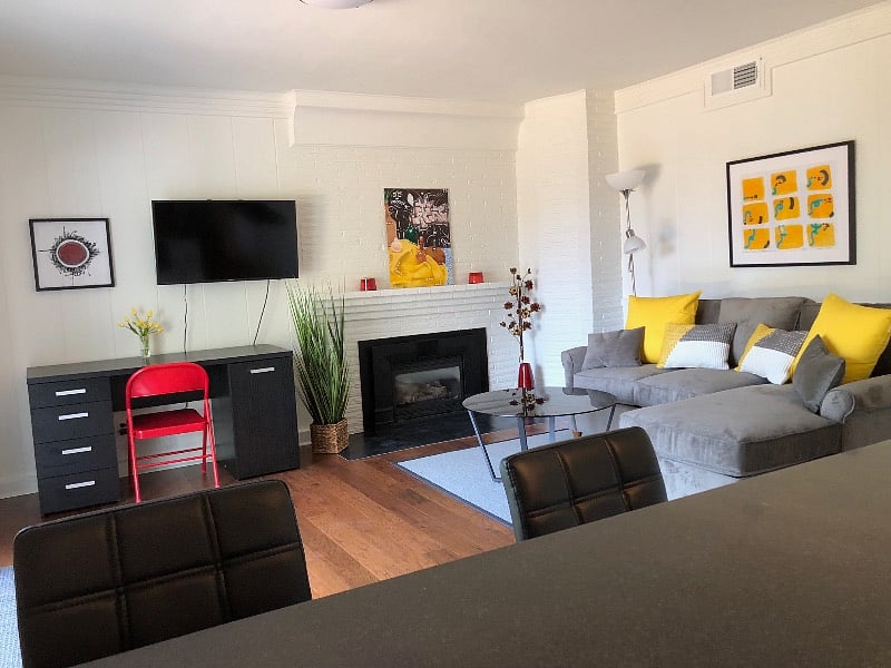 Cozy fireplace in living room