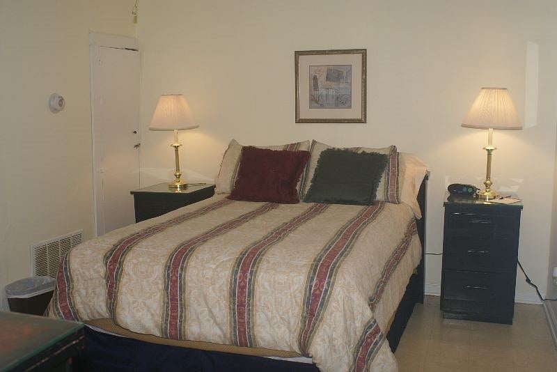 Bedroom with twin lights