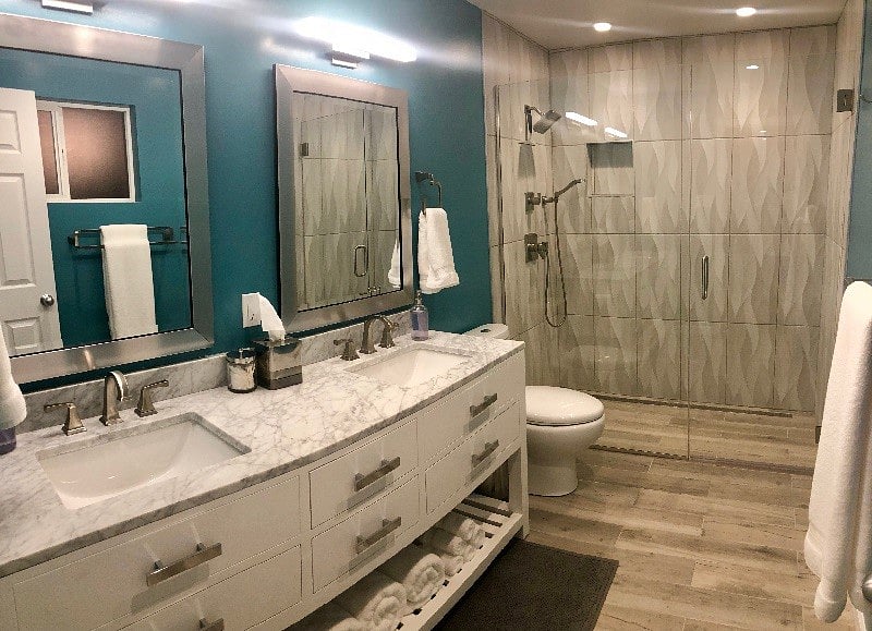 Spa-like bathroom with walk in curbless shower.