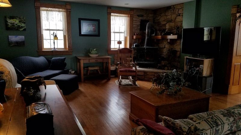 Living room with wood burning stove