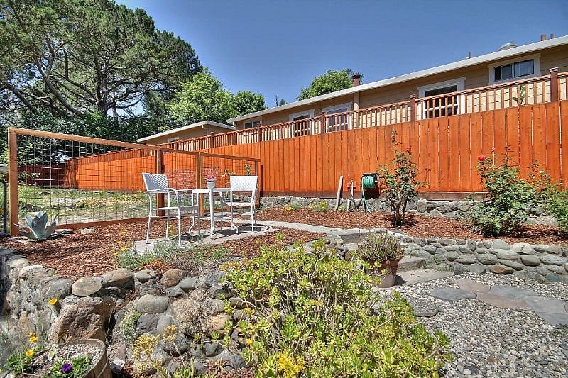 Fenced backyard area