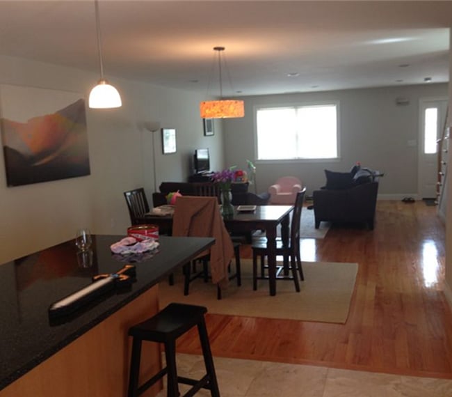 Open floor plan first floor (shared space:kitchen/dining/living area)