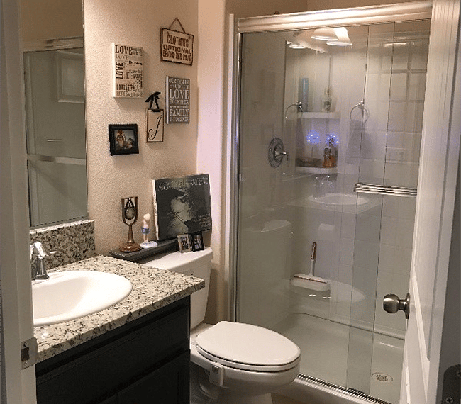 Shared bathroom with our 18 yr. old son. He attends school and is in sports and rarely home