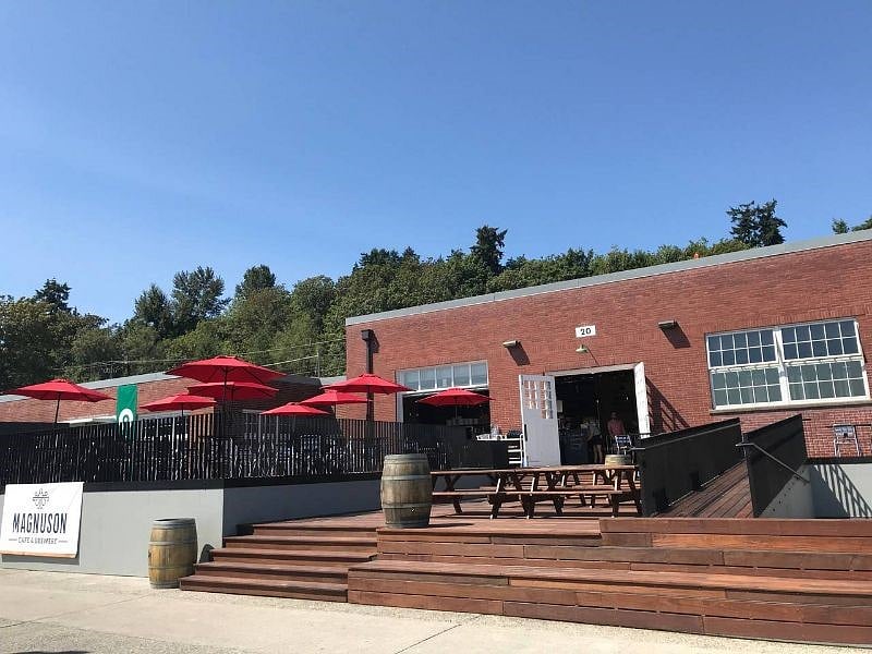 Enjoy one of the best decks in town at the nearby Magnuson Cafe & Brewery.