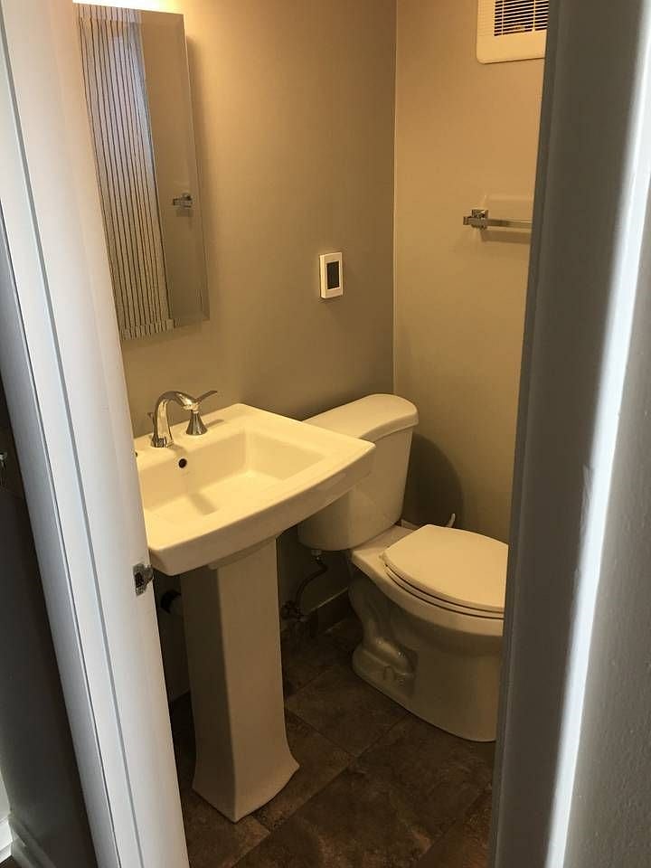 Newly remodeled bathroom. Heated floor tiles.