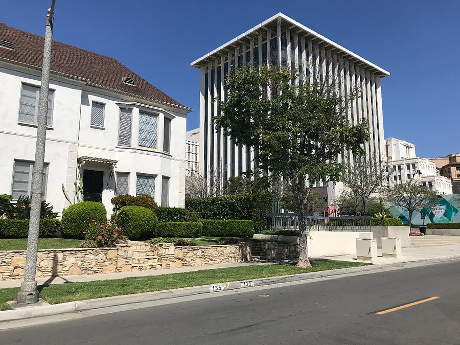 City Park on this street, below Bank of America building at Beverly Drive and Wilshire
