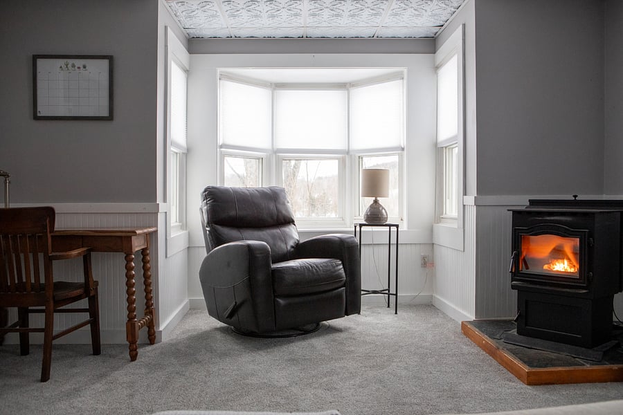 The living room is off the kitchen and has a southern facing bay window that brings in great natural light.