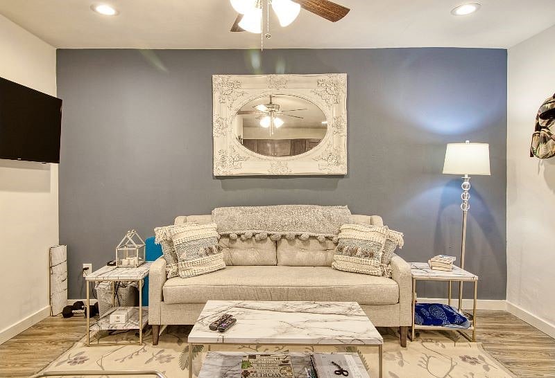 Seating area to watch streaming cable and your favorite subscription services