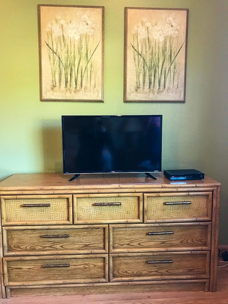 Flat screen television with premium cable and DVR