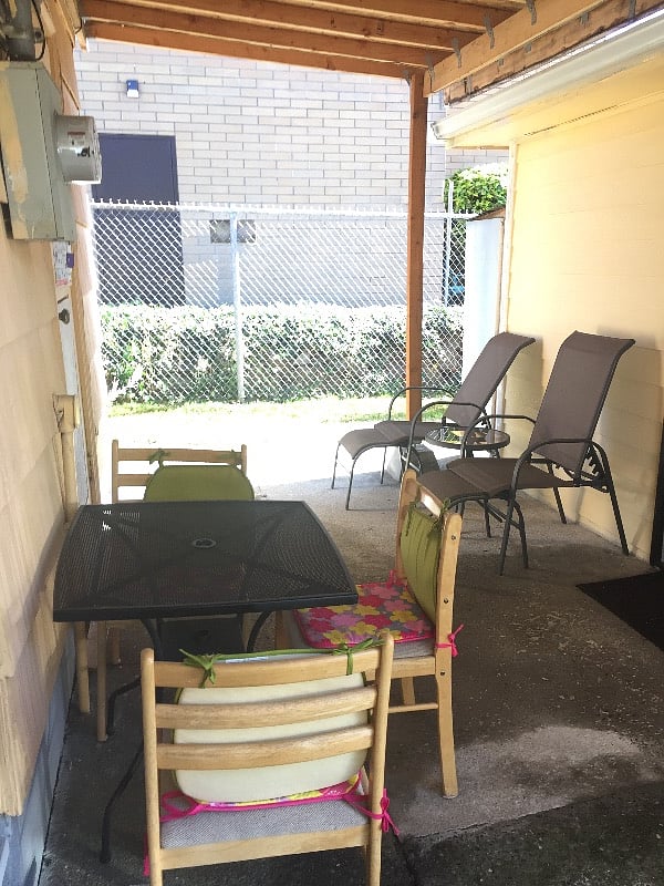 Patio so you can relax and rest to get some fresh air. Place is fully fence around the propetry.