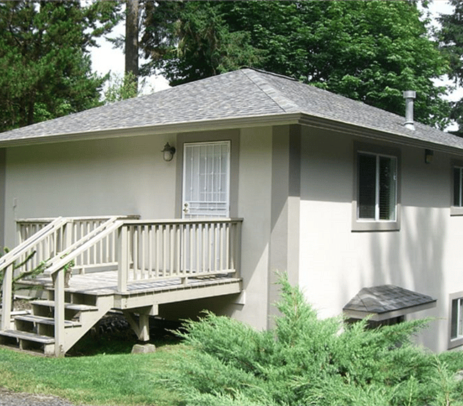 View of cottage from parking space