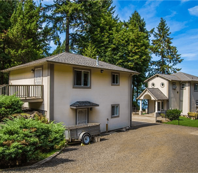 Cottage in front, main house in back