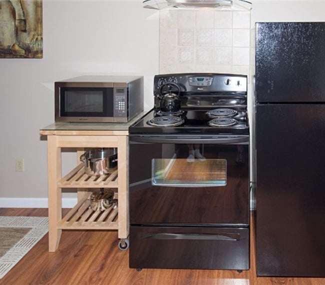 Zoom lens photo of kitchen area
