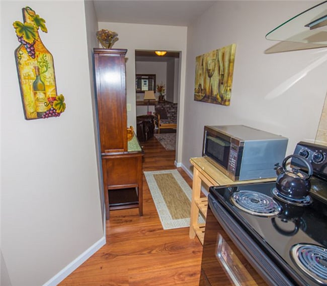 Zoom lens photo of kitchen area