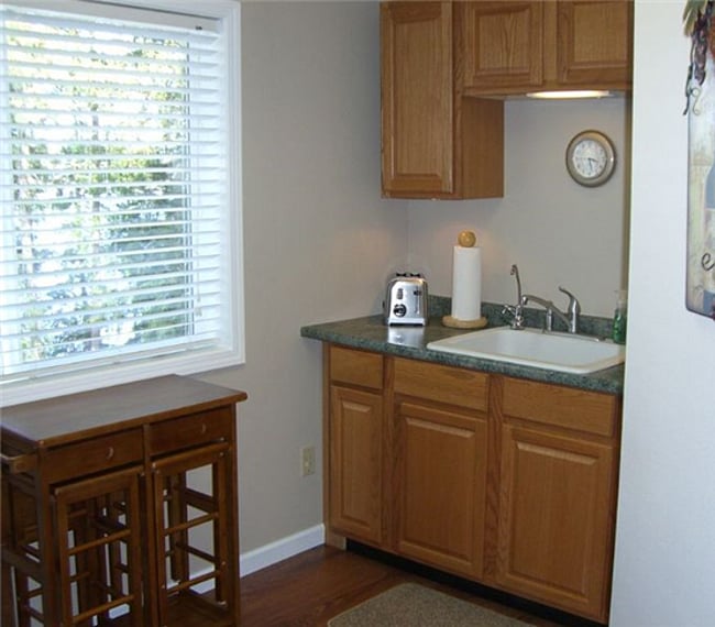 Partial view of kitchen area