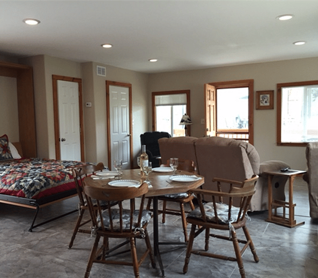 Dining,living and sleeping areas