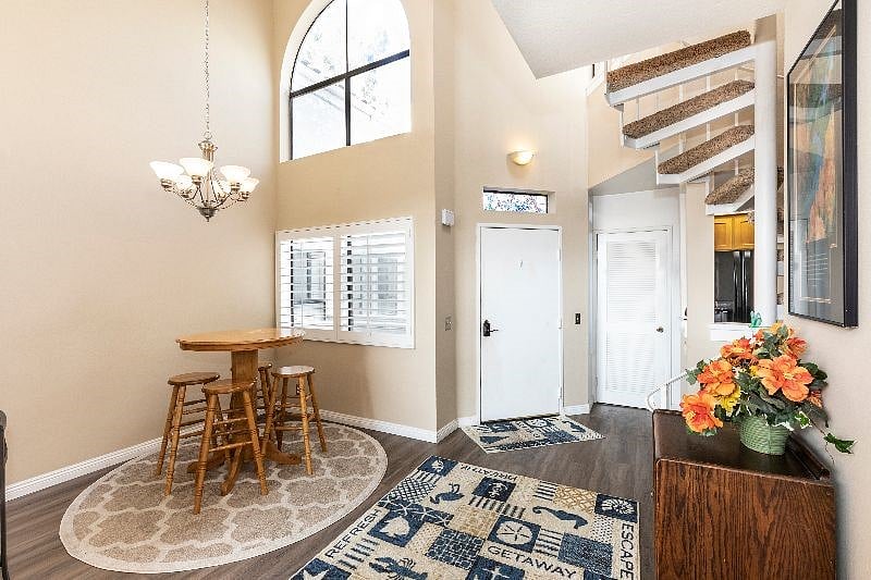 Facing front door and dining room