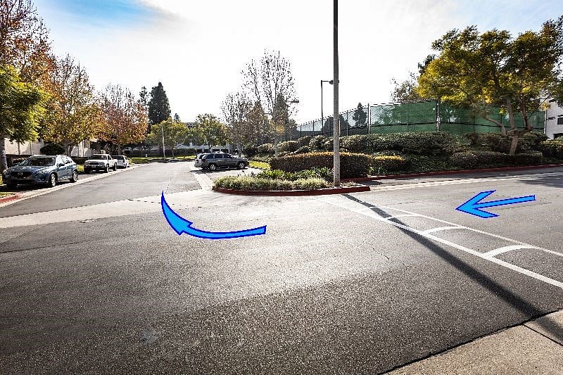 Just around the tennis court
